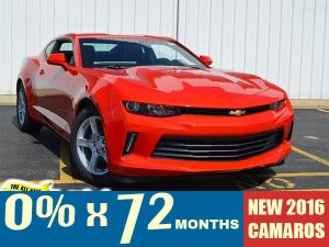 0% financing for up to 72 months on all new 2016 Camaro and Trax models