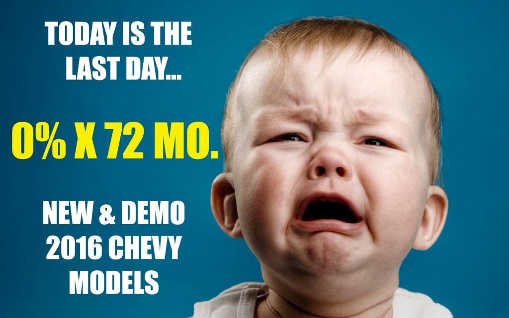 0% X 72 Months Ends Today at Ron Westphal Chevrolet in Aurora,IL