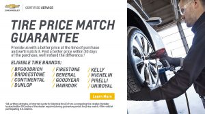 Tire price guarantee at Ron Westphal Chevrolet in Aurora, IL.