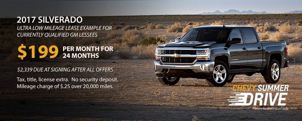 Chevy Silverado lease offers for August 2017